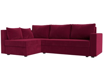 Угловой раскладной диван Мансберг, Бордовый (Микровельвет) в Самаре