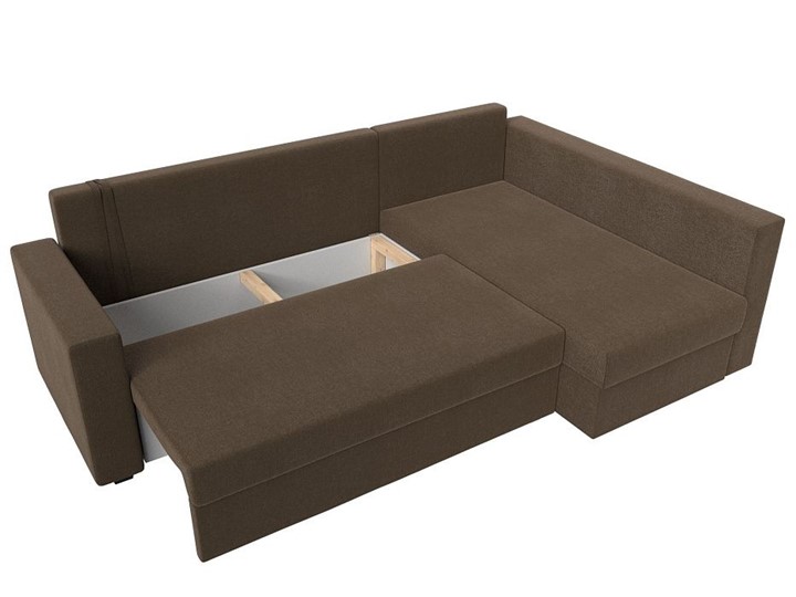 Угловой раскладной диван Мансберг, Коричневый (Рогожка) в Самаре - изображение 1