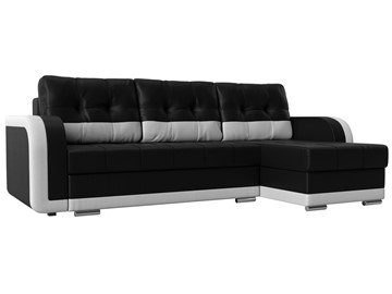 Угловой диван с оттоманкой Марсель, Черный/Белый (экокожа) в Тольятти