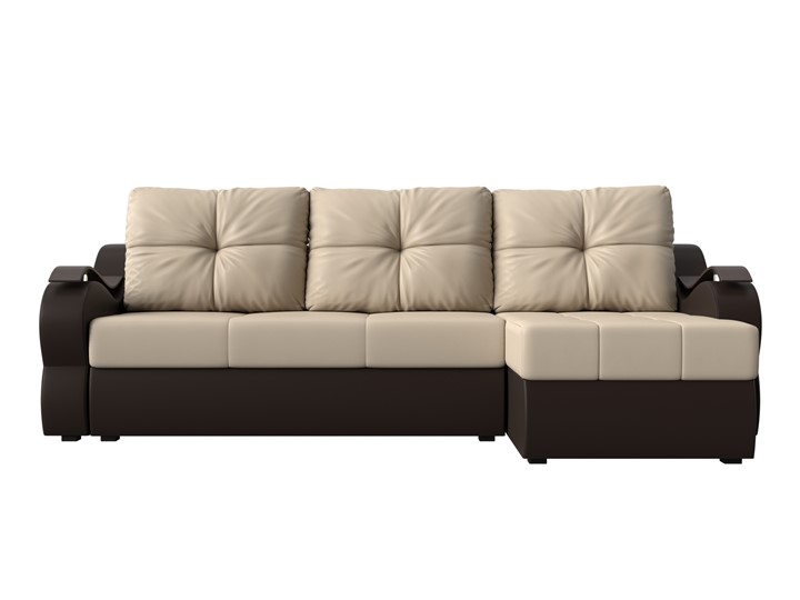 Угловой диван Меркурий, Бежевый/коричневый (экокожа) в Самаре - изображение 1