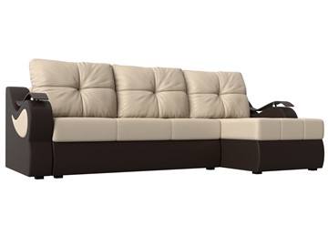 Угловой диван Меркурий, Бежевый/коричневый (экокожа) в Тольятти