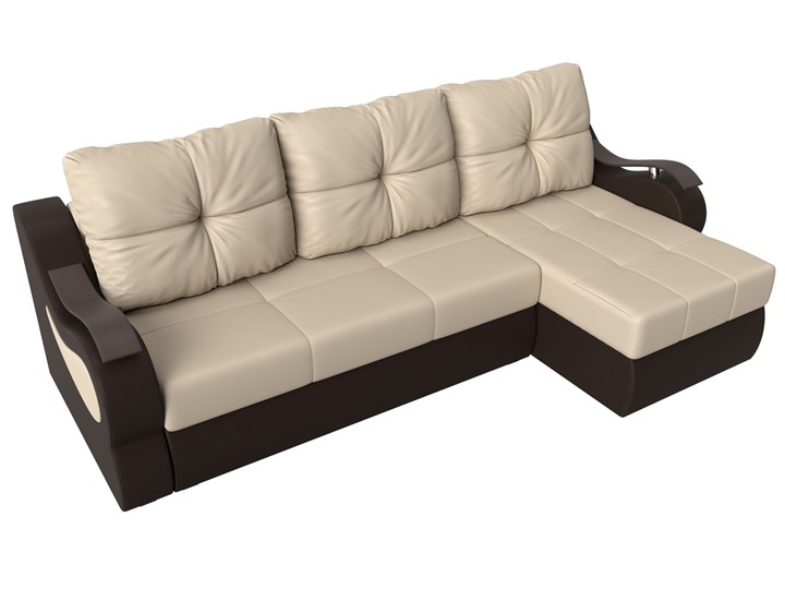Угловой диван Меркурий, Бежевый/коричневый (экокожа) в Самаре - изображение 4