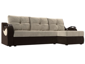 Угловой диван Меркурий, Бежевый/коричневый (вельвет) в Тольятти