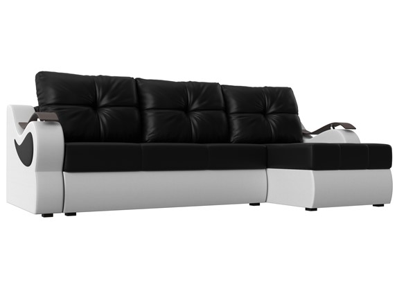 Угловой диван Меркурий, Черный/белый (экокожа) в Самаре - изображение