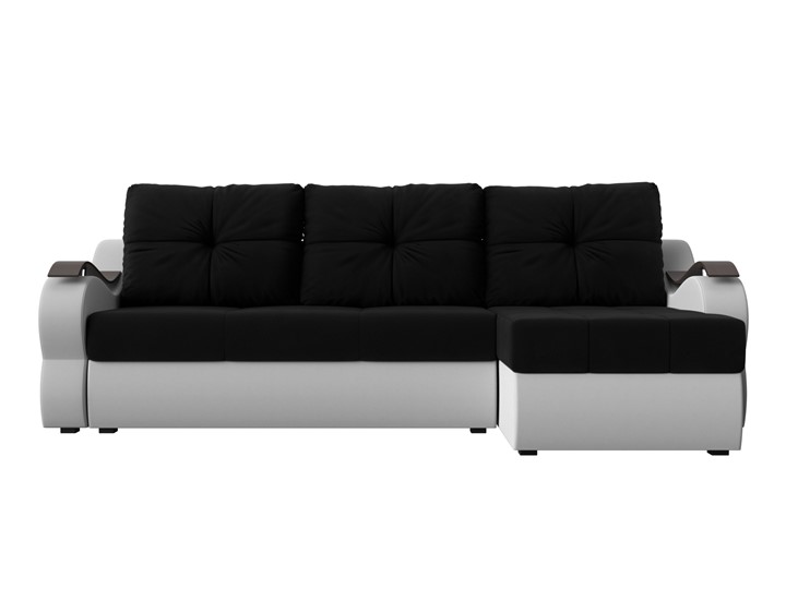 Угловой диван Меркурий, Черный/белый (вельвет/экокожа) в Самаре - изображение 1