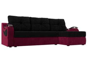 Угловой раскладной диван Меркурий, Черный/Бордовый (микровельвет) в Самаре