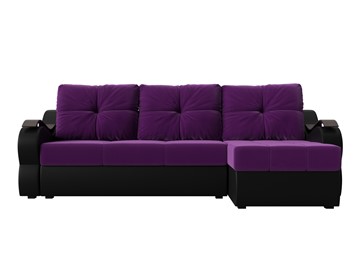 Угловой диван Меркурий, Фиолетовый/черный (вельвет/экокожа) в Самаре - предосмотр 1
