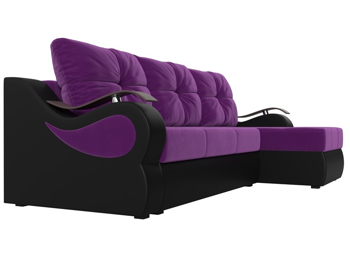 Угловой диван Меркурий, Фиолетовый/черный (вельвет/экокожа) в Самаре - изображение 2