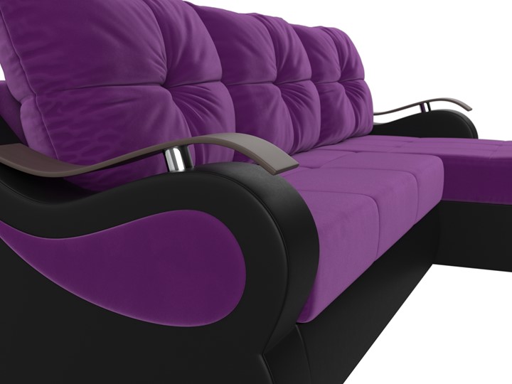 Угловой диван Меркурий, Фиолетовый/черный (вельвет/экокожа) в Самаре - изображение 3