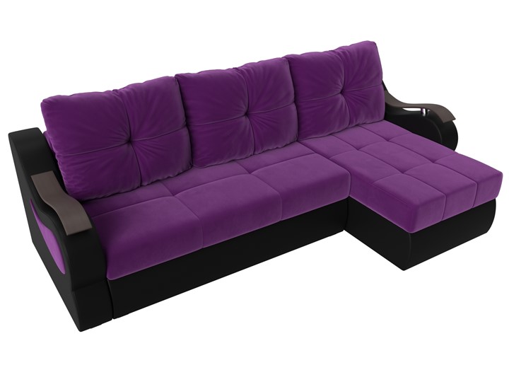 Угловой диван Меркурий, Фиолетовый/черный (вельвет/экокожа) в Самаре - изображение 4