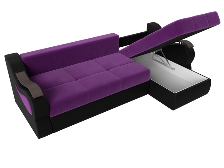 Угловой диван Меркурий, Фиолетовый/черный (вельвет/экокожа) в Самаре - изображение 6