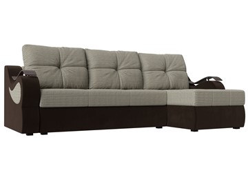 Угловой диван Меркурий, Корфу 02 (рогожка)/коричневый (вельвет) в Самаре