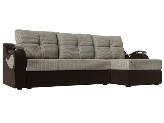 Угловой диван Меркурий, Корфу 02 (рогожка)/коричневый (вельвет) в Самаре - изображение