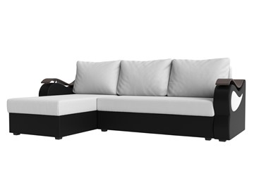 Угловой раскладной диван Меркурий Лайт, Белый/Черный (экокожа) в Самаре
