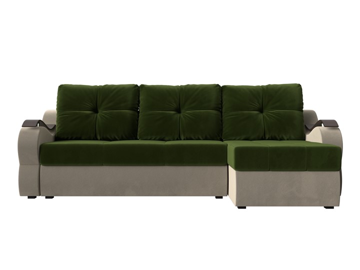 Угловой диван Меркурий, Зеленый/бежевый (вельвет) в Самаре - изображение 1