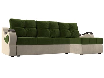 Угловой диван Меркурий, Зеленый/бежевый (вельвет) в Самаре