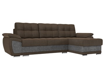 Угловой диван для гостиной Нэстор, Коричневый/Серый (рогожка) в Тольятти