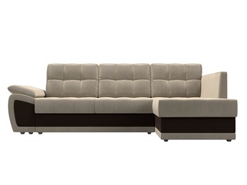 Угловой диван для гостиной Нэстор прайм, Бежевый/Коричневый (микровельвет) в Тольятти - предосмотр 3