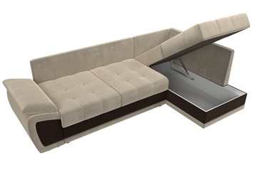 Угловой диван для гостиной Нэстор прайм, Бежевый/Коричневый (микровельвет) в Тольятти - предосмотр 8