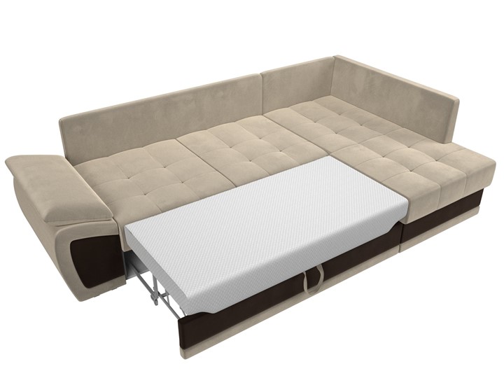 Угловой диван для гостиной Нэстор прайм, Бежевый/Коричневый (микровельвет) в Самаре - изображение 9