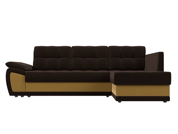 Угловой диван Нэстор прайм, Коричневый/Желтый (микровельвет) в Самаре - изображение 3