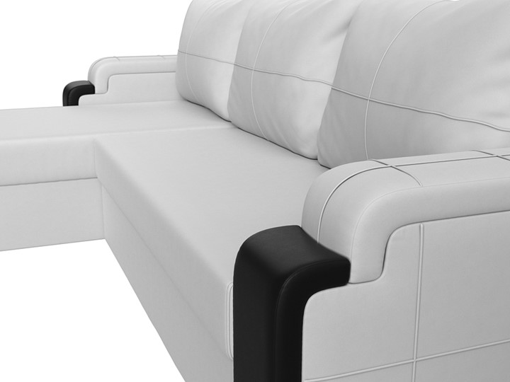 Угловой раскладной диван Николь лайт, Белый/Черный (экокожа) в Тольятти - изображение 3