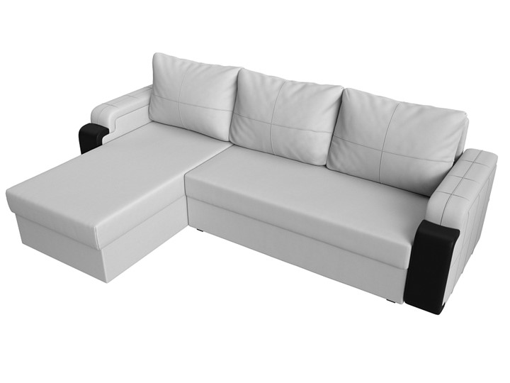 Угловой раскладной диван Николь лайт, Белый/Черный (экокожа) в Самаре - изображение 4