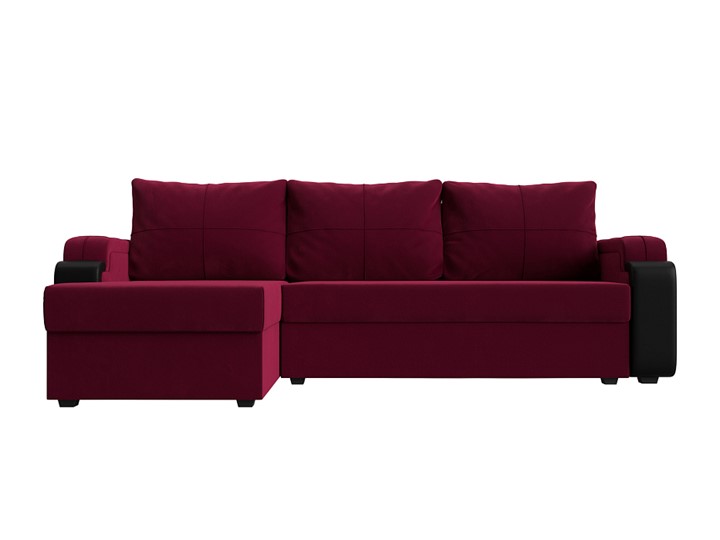 Угловой раскладной диван Николь лайт, Бордовый/Черный (микровельвет/экокожа) в Самаре - изображение 1