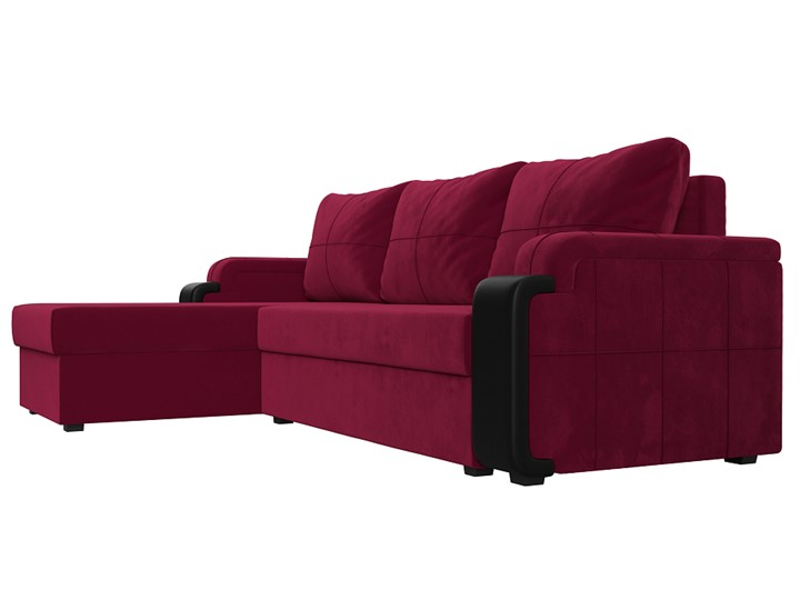 Угловой раскладной диван Николь лайт, Бордовый/Черный (микровельвет/экокожа) в Самаре - изображение 2