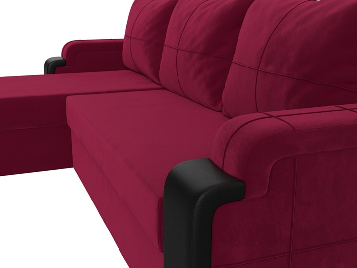 Угловой раскладной диван Николь лайт, Бордовый/Черный (микровельвет/экокожа) в Тольятти - изображение 3