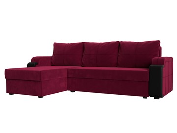Угловой раскладной диван Николь лайт, Бордовый/Черный (микровельвет/экокожа) в Самаре