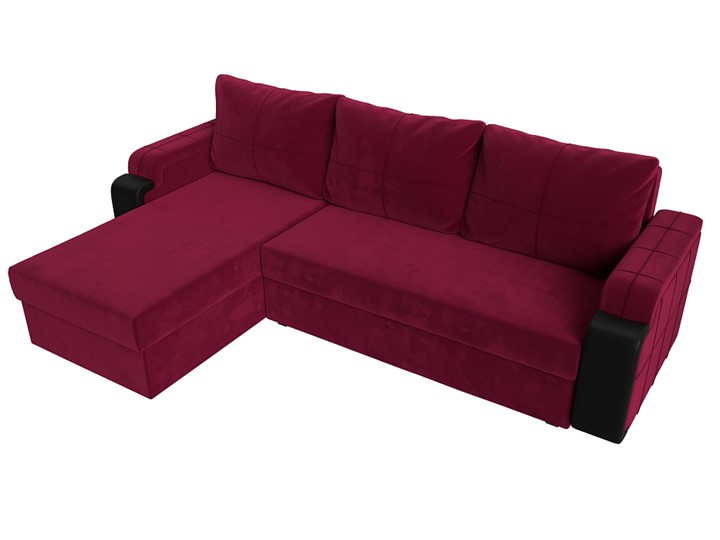 Угловой раскладной диван Николь лайт, Бордовый/Черный (микровельвет/экокожа) в Самаре - изображение 4