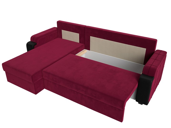 Угловой раскладной диван Николь лайт, Бордовый/Черный (микровельвет/экокожа) в Тольятти - изображение 5