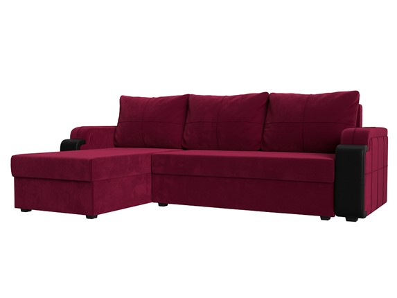 Угловой раскладной диван Николь лайт, Бордовый/Черный (микровельвет/экокожа) в Самаре - изображение