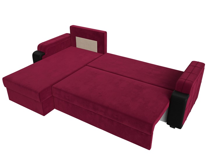 Угловой раскладной диван Николь лайт, Бордовый/Черный (микровельвет/экокожа) в Тольятти - изображение 6
