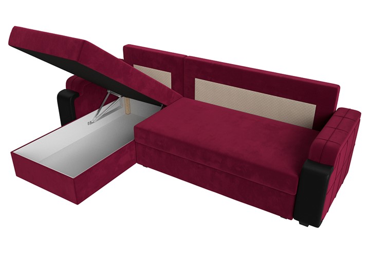 Угловой раскладной диван Николь лайт, Бордовый/Черный (микровельвет/экокожа) в Самаре - изображение 7