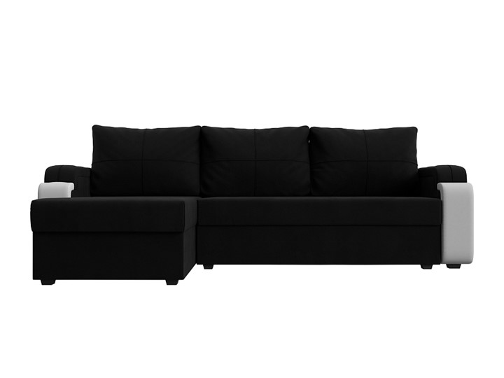 Угловой раскладной диван Николь лайт, Черный/Белый (микровельвет/экокожа) в Тольятти - изображение 1