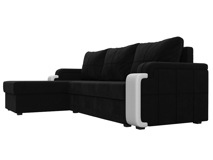 Угловой раскладной диван Николь лайт, Черный/Белый (микровельвет/экокожа) в Самаре - изображение 2