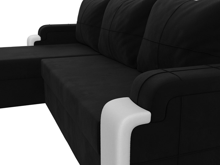 Угловой раскладной диван Николь лайт, Черный/Белый (микровельвет/экокожа) в Тольятти - изображение 3