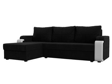 Угловой раскладной диван Николь лайт, Черный/Белый (микровельвет/экокожа) в Самаре