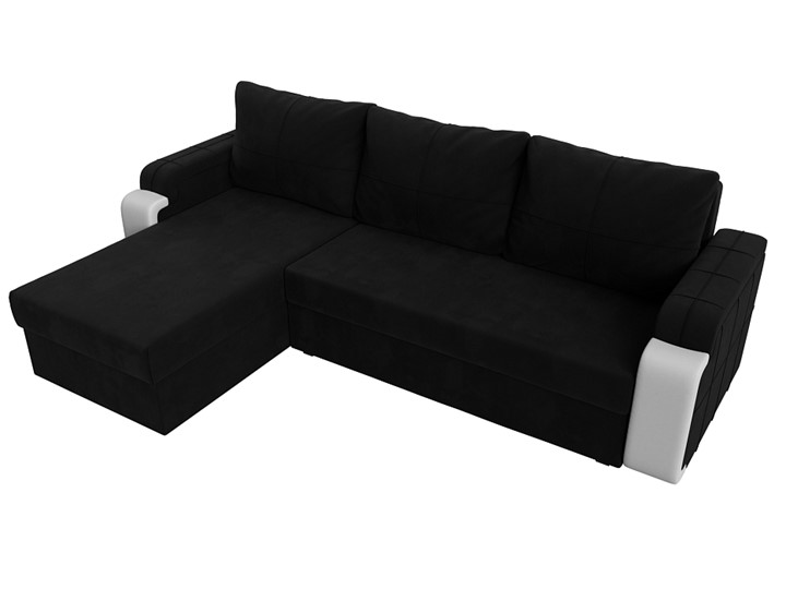 Угловой раскладной диван Николь лайт, Черный/Белый (микровельвет/экокожа) в Самаре - изображение 4