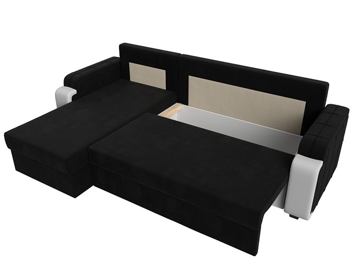 Угловой раскладной диван Николь лайт, Черный/Белый (микровельвет/экокожа) в Тольятти - изображение 5