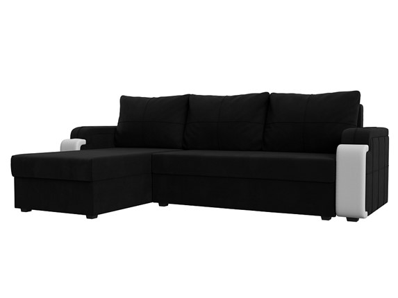Угловой раскладной диван Николь лайт, Черный/Белый (микровельвет/экокожа) в Самаре - изображение