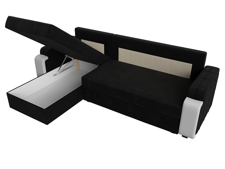 Угловой раскладной диван Николь лайт, Черный/Белый (микровельвет/экокожа) в Самаре - изображение 7
