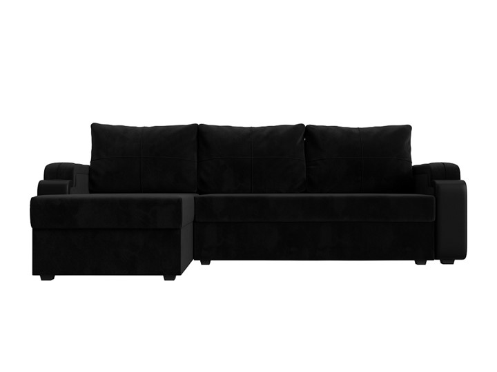 Угловой диван Николь лайт, Черный/Черный (велюр/экокожа) в Тольятти - изображение 1