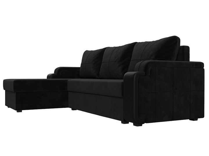 Угловой диван Николь лайт, Черный/Черный (велюр/экокожа) в Тольятти - изображение 2