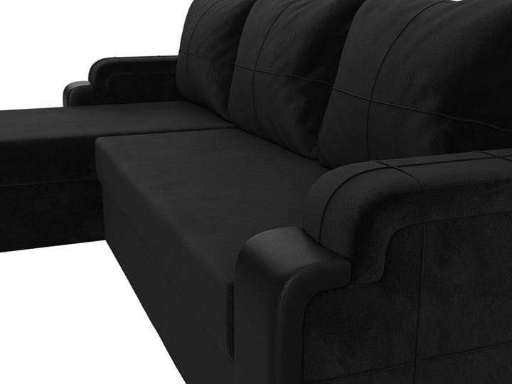 Угловой диван Николь лайт, Черный/Черный (велюр/экокожа) в Самаре - изображение 3