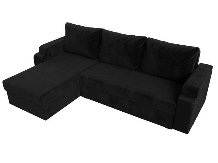Угловой диван Николь лайт, Черный/Черный (велюр/экокожа) в Самаре - изображение 4