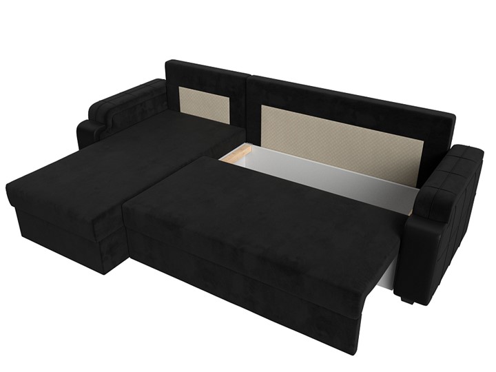 Угловой диван Николь лайт, Черный/Черный (велюр/экокожа) в Самаре - изображение 5