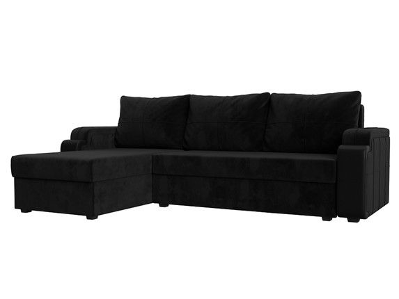 Угловой диван Николь лайт, Черный/Черный (велюр/экокожа) в Самаре - изображение